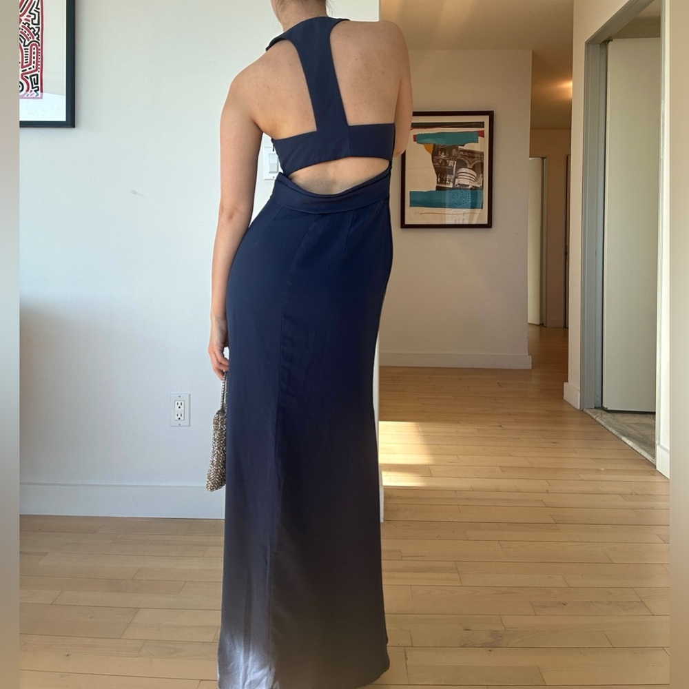 Navy Vera wang open back gown